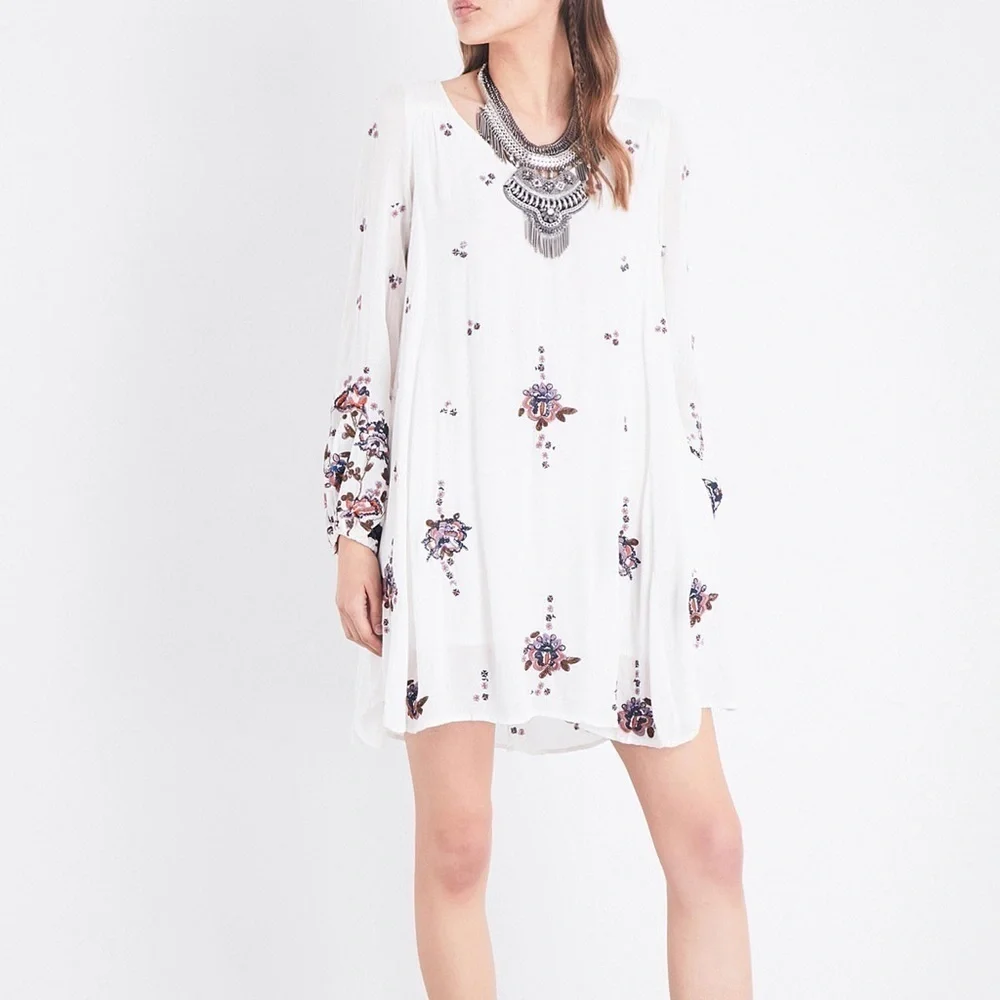 Free People Oxford Embroidered Mini Dress Size XS